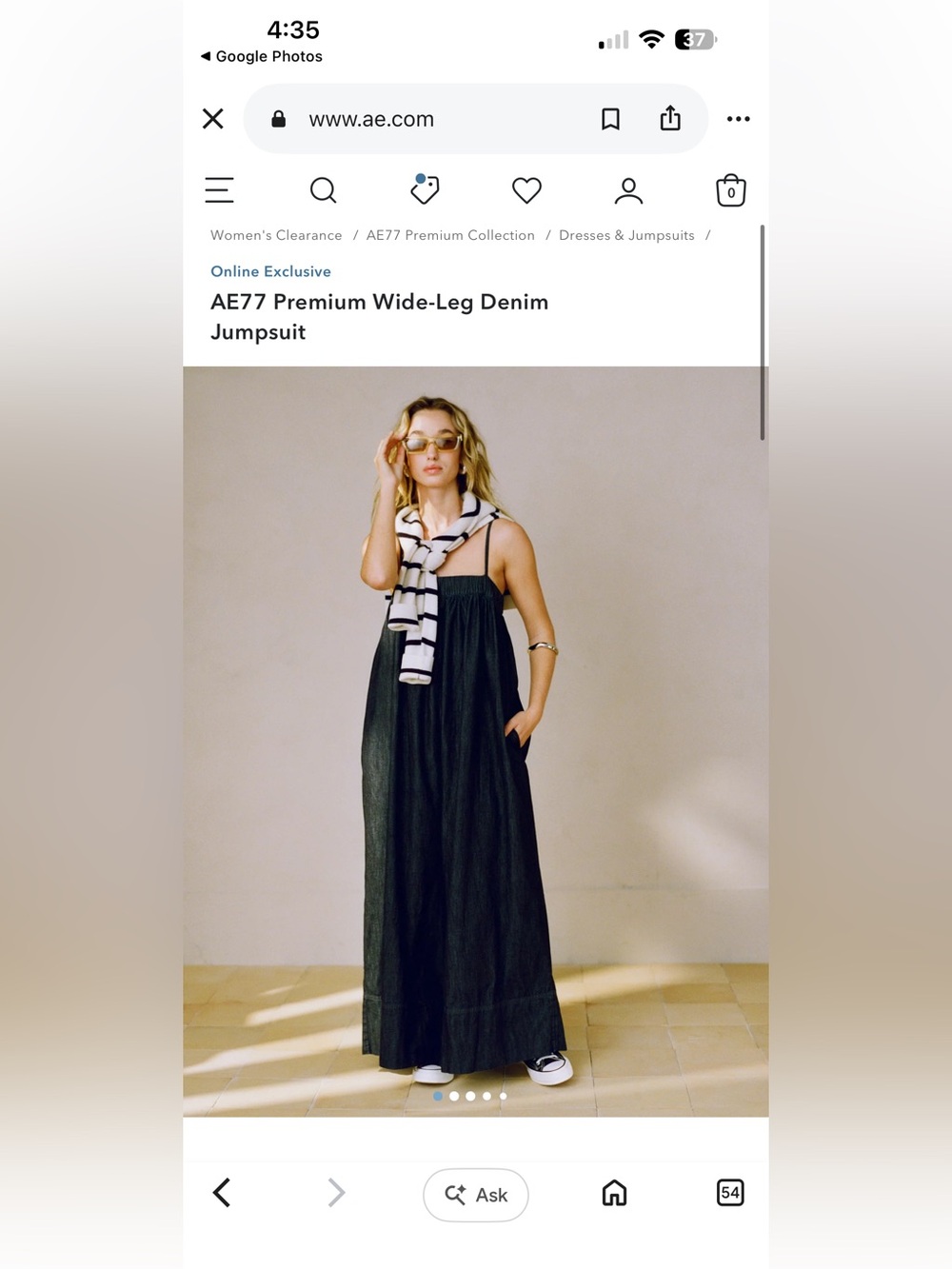 NWT AE77 Premium Wide-Leg Denim Jumpsuit